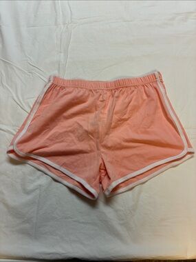 Women's Coral Pink Athletic Dolphin Shorts with White Trim